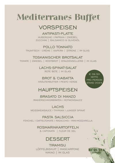 Mediterranes Buffet - Vorspeisen | Hauptspeisen | Dessert